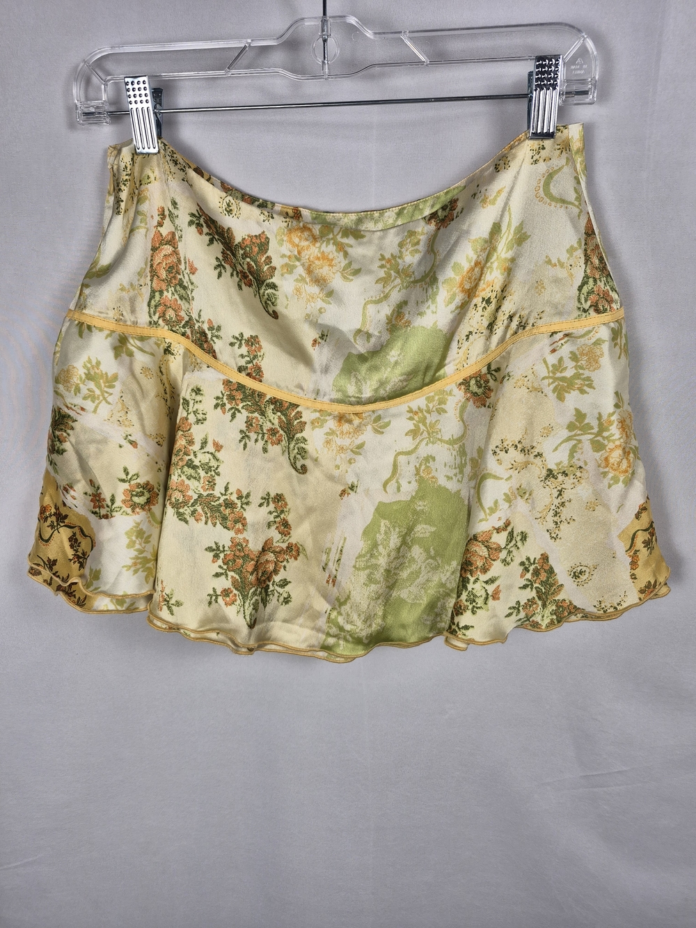 Kimchi Blue Yellow and Green Floral Wrap Mini Skirt Size M - Picture 3 of 7
